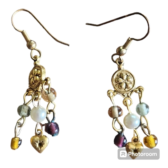 Vintage Gold Tone Drop Earrings - Picture 4 of 4